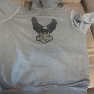 Harley-Davidson Men's Light Blue Crewneck Sweatshirt with Eagle Logo